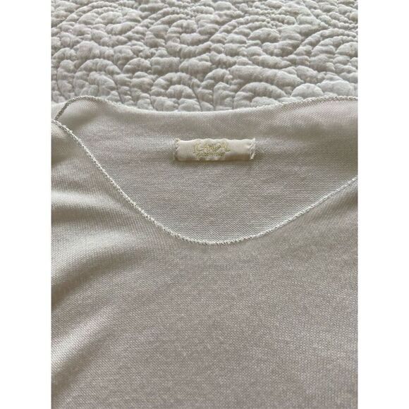 Scandal Italy Teena Ivory Long Sleeve Rhinestone Trim Knit Top Size M​ - Picture 7 of 12